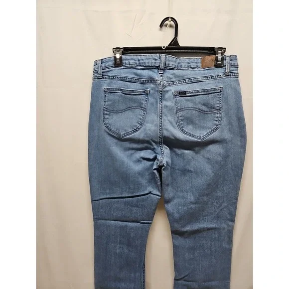 Lee Women's Blue Straight Leg Relaxed Fit Denim Jeans Mid Rise Size 12 36 X 29 - Picture 13 of 16